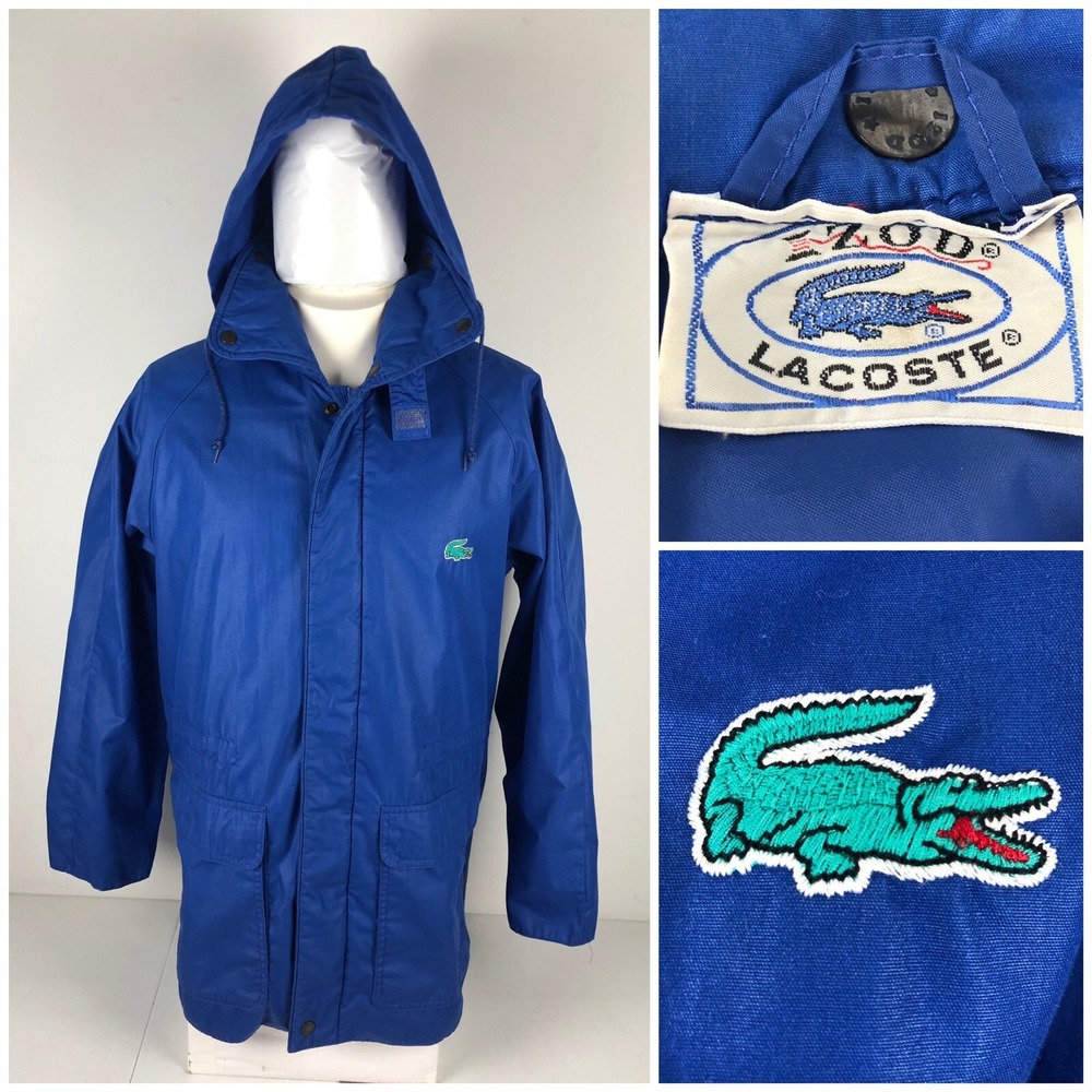 Izod Lacoste Mens Small Jacket Blue Vintage Taiwan Polyester Cotton Blend Rare